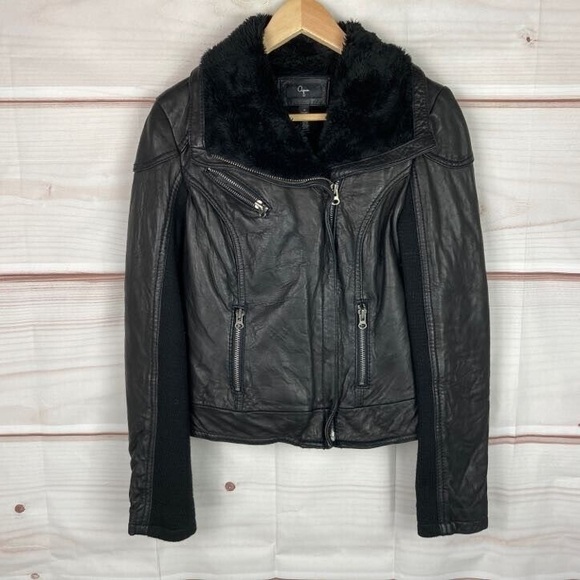 Biker Leather Jacket faux fur lined - Aqua - Picture 1 of 5